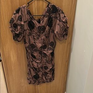 Free People Mauve and Black Floral Dress